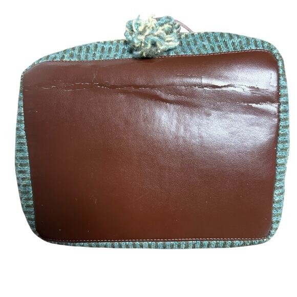 Anthropologie Green 100% Wool Knit Tote Satchel Bag Shopper Tote - Picture 10 of 11